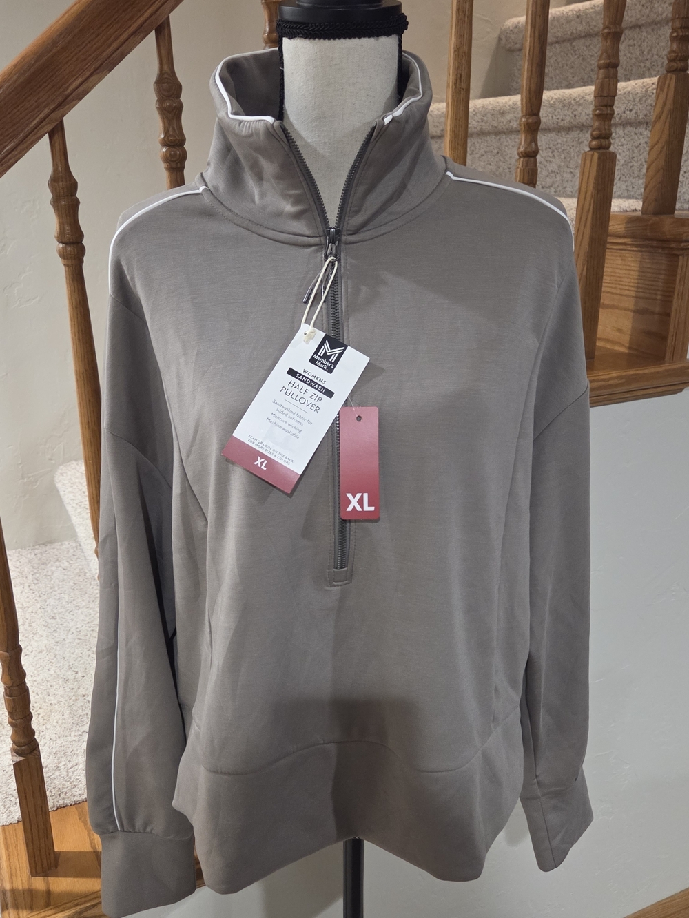 Members Mark Gray Quarter-Zip Pullover Sweater - XL